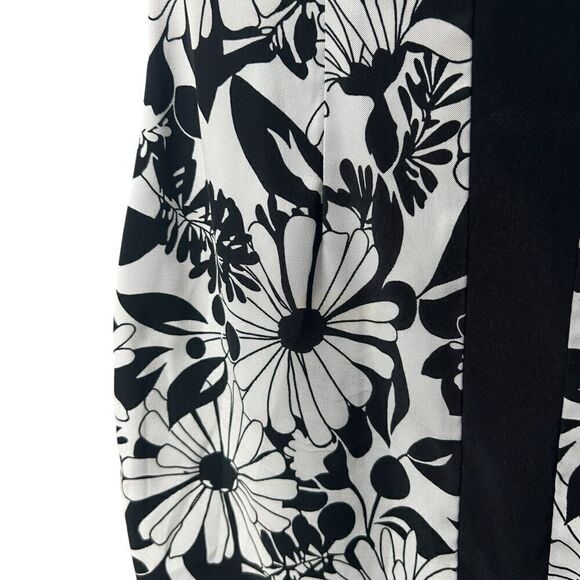 Connected Apparel Black White Contrast Floral Sleeveless Sheath Mini Dress Cute - Picture 7 of 7